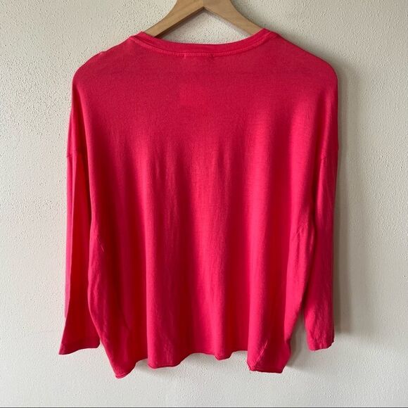 NWT Sundry Hibiscus Pink Dolman 3/4 Sleeve Blouse - Size: 2 - Picture 2 of 8